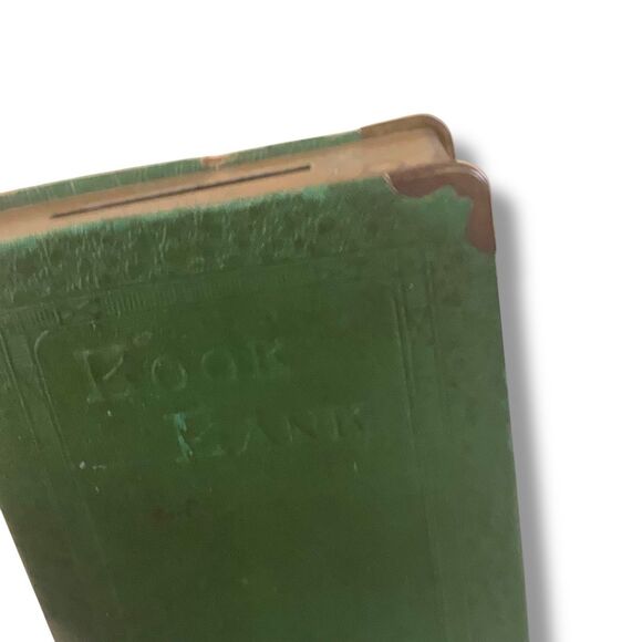 Green Metal Book Bank Advertising Small Souvenir Collectible Vignette Piece - Picture 6 of 10